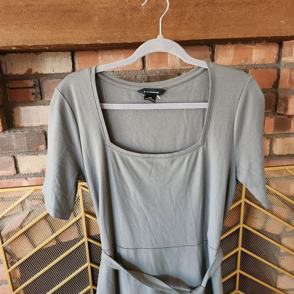 CLUB Monoco Olive Green Asymmetrical Dress.  Size L - Picture 8 of 16